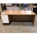 Sugar Maple Bow Front Straight Desk with White 2 Drawer Storage
